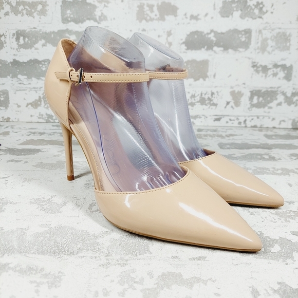 New Calvin Klein Dressa Beige Faux Patent Leather High Heel Pumps K598 - Picture 5 of 12
